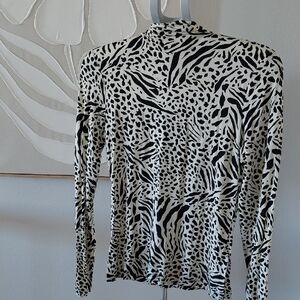 H&M Monochrome Animal Print Long Sleeve Top